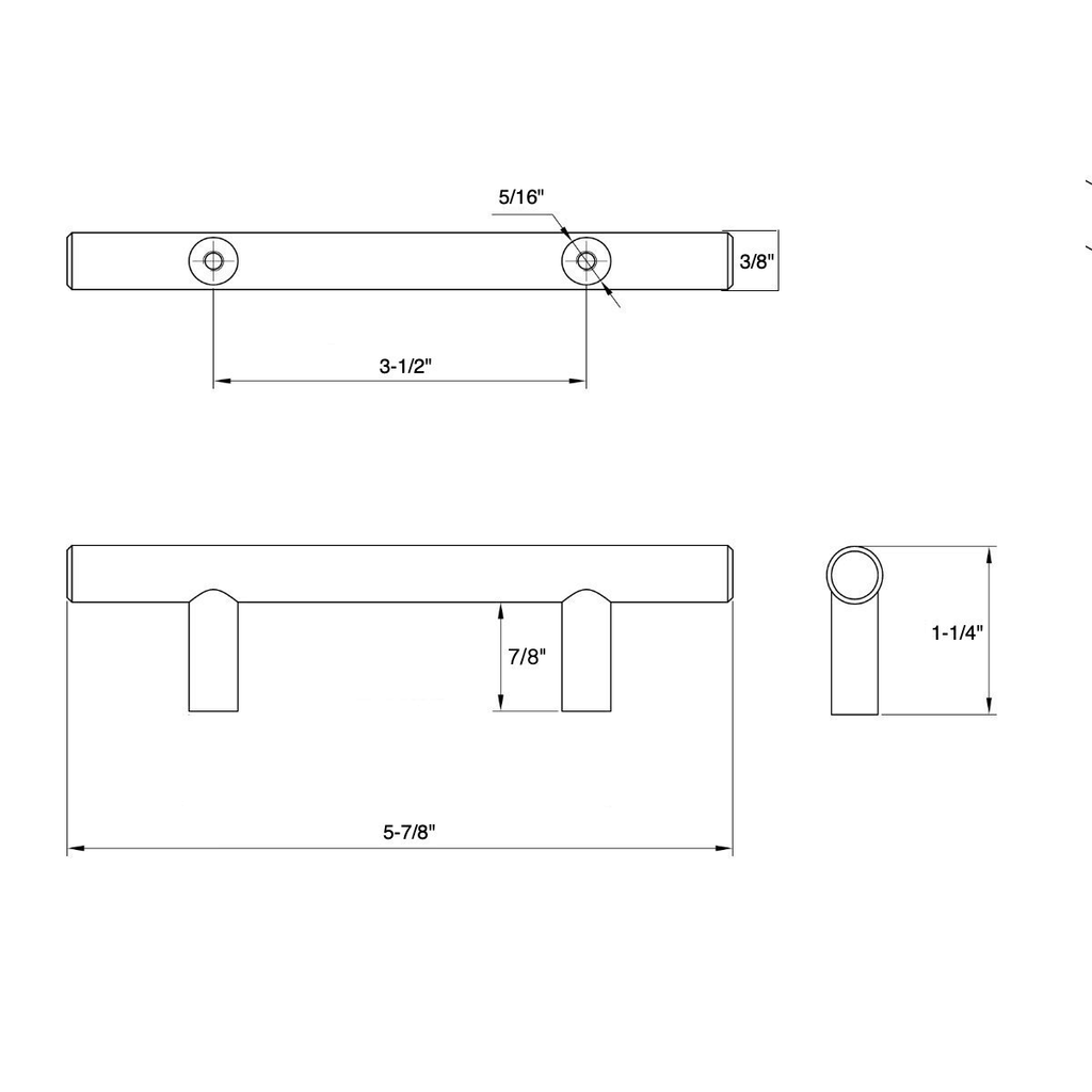 Polished Chrome Solid Steel 3/8 inch Cabinet Hardware Bar Pull Q243858