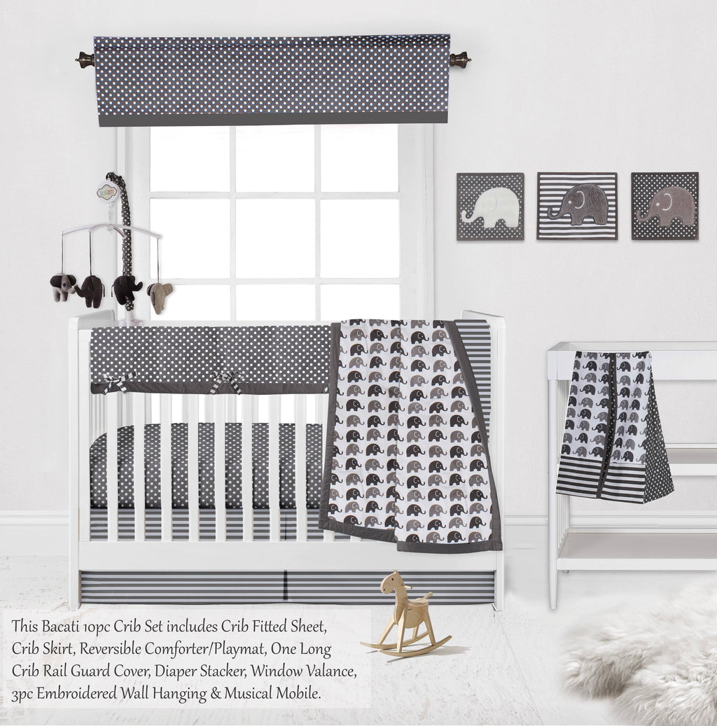10 PC Crib Bedding Set with 2 Crib Fitted Sheets X4774