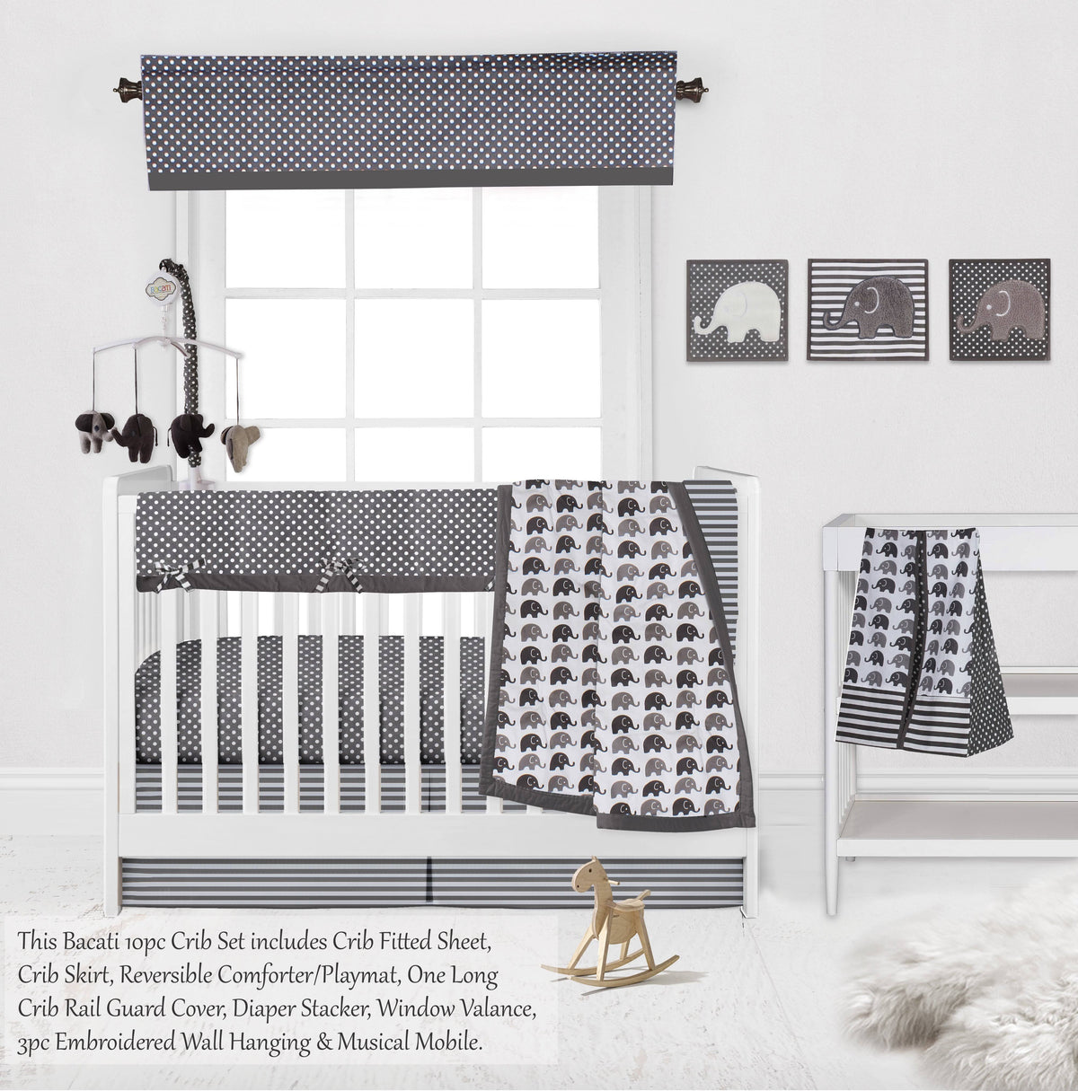 10 PC Crib Bedding Set with 2 Crib Fitted Sheets X4774