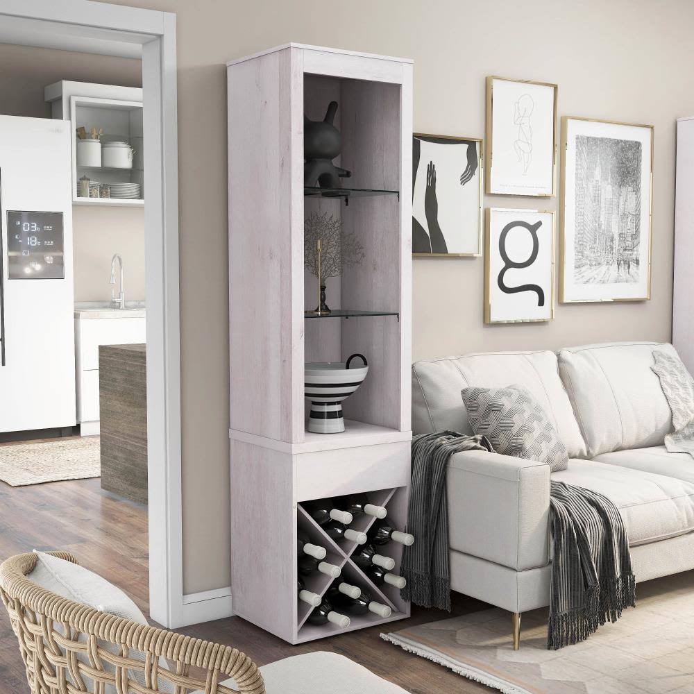 White Oak Multi Storage Curio Cabinet Q46421