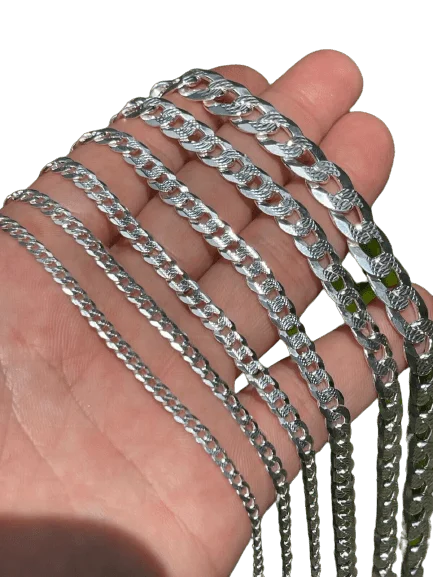 Real Solid 925 Sterling Silver Cuban Curb Chain Necklace J198781