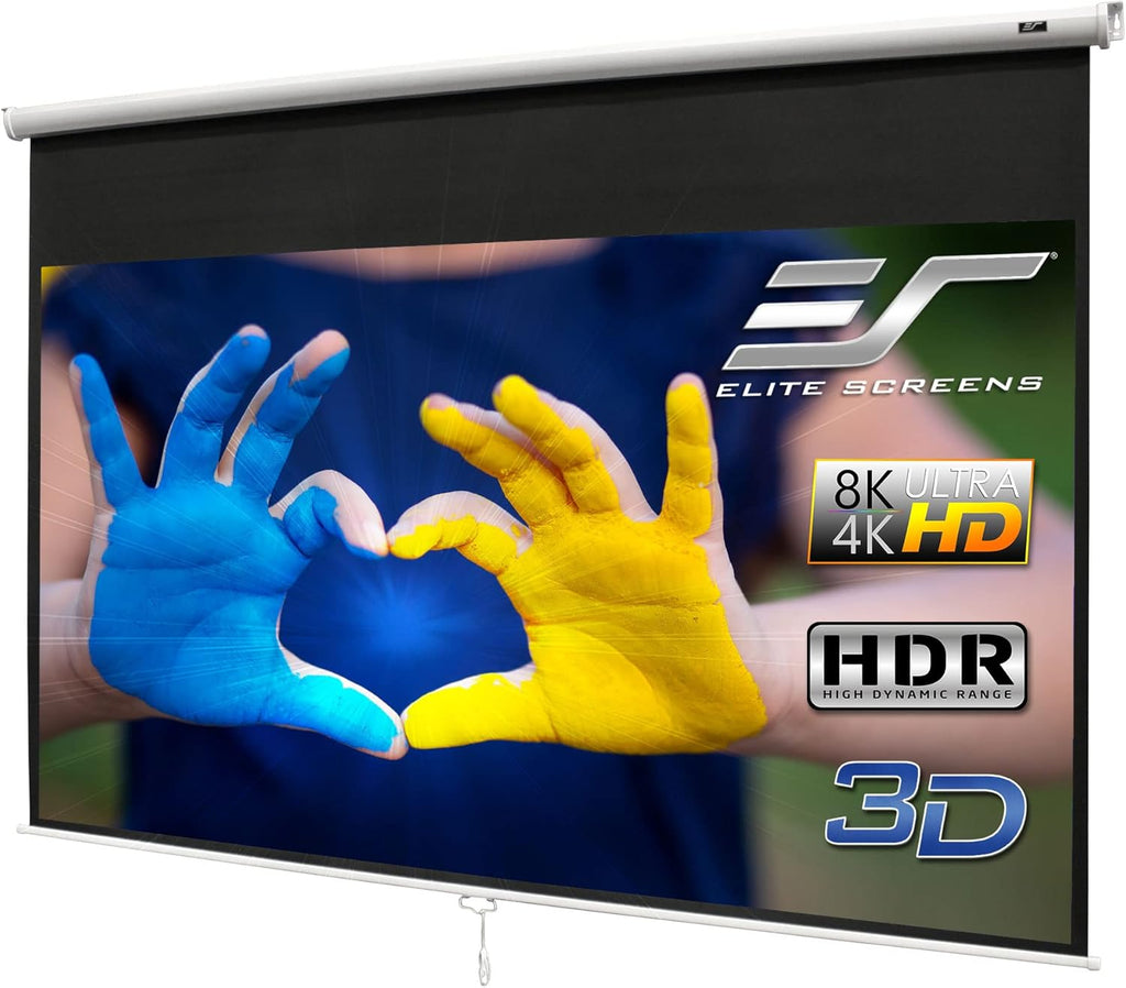 135-INCH Manual Pull Down Projector Screen 16:9 4K 8K 3D HDR HD Ready Black Case Projection Screen I979