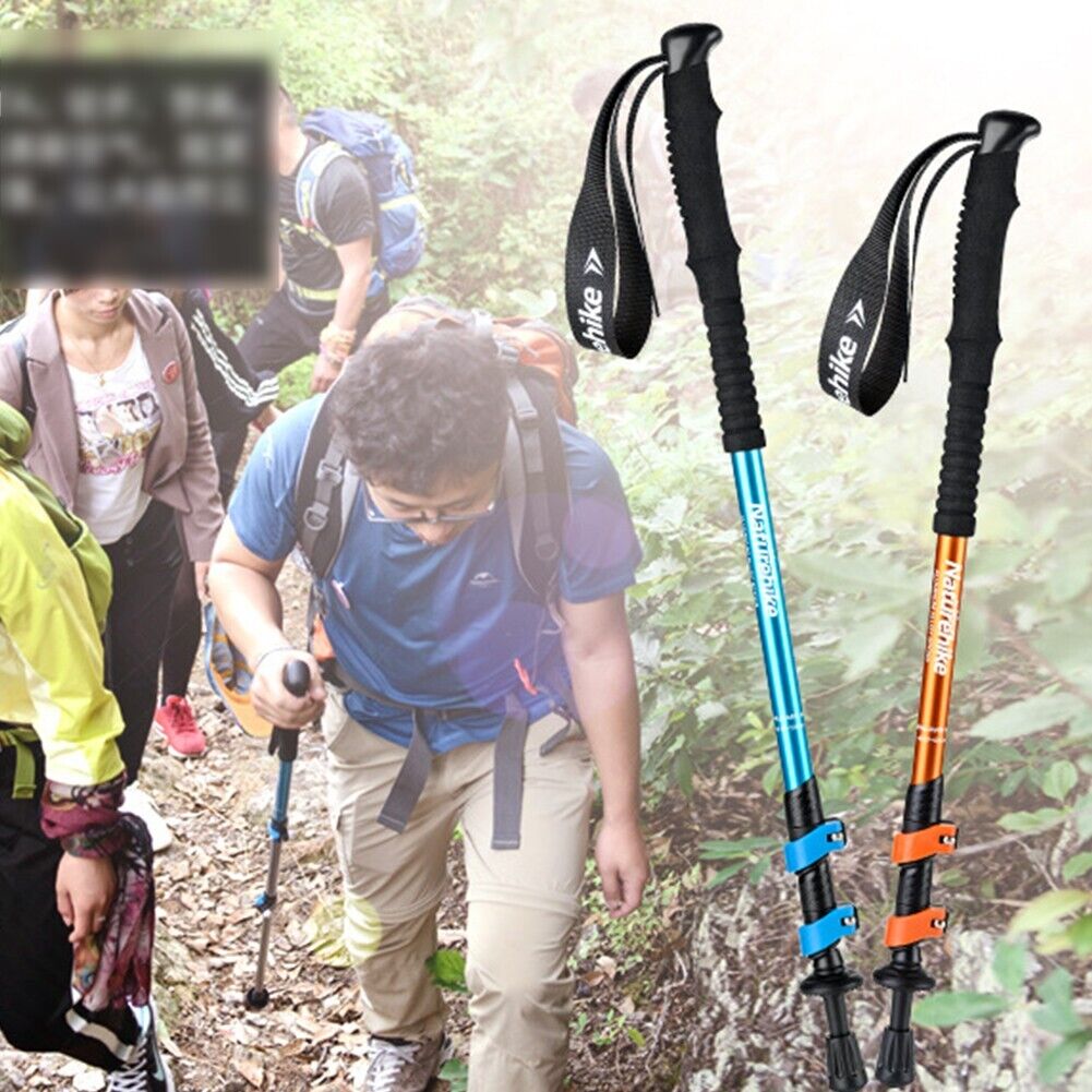 Folding Walking Stick Cane Telescopic Hiking Trekking Poles Retractable with Bag Y367650