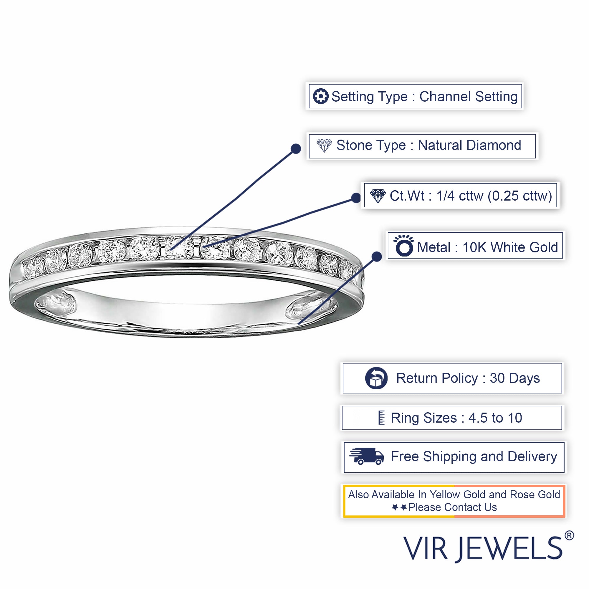 10K White Gold Diamond Wedding Band Size 7 E11289