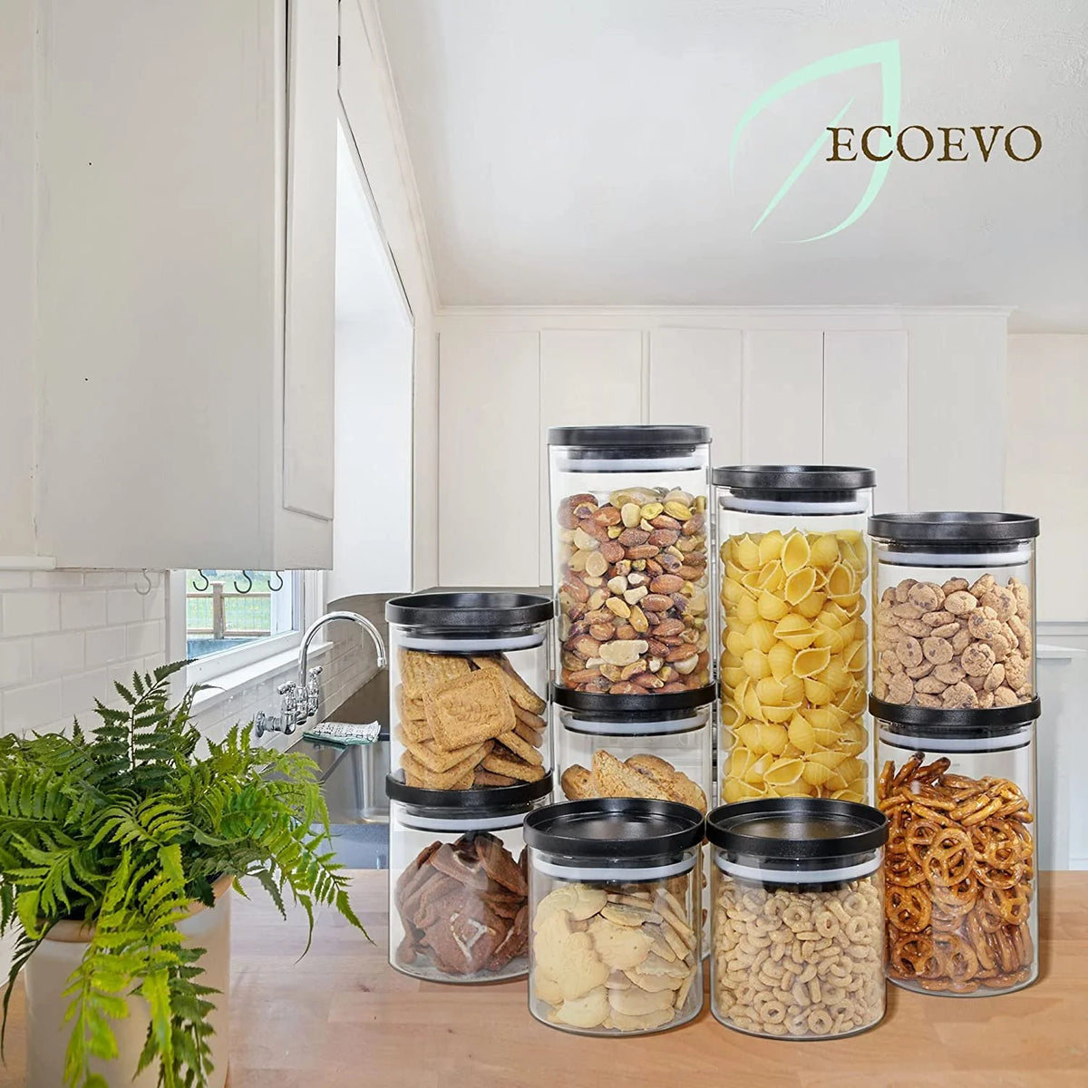 Glass Food Storage Jars 9 Pack of 16oz with Airtight Lids M6232