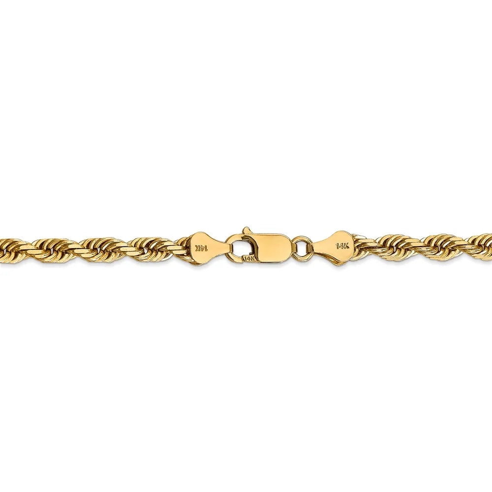 22 inch 14kt Yellow Gold Diamond Cut Rope Chain I83742