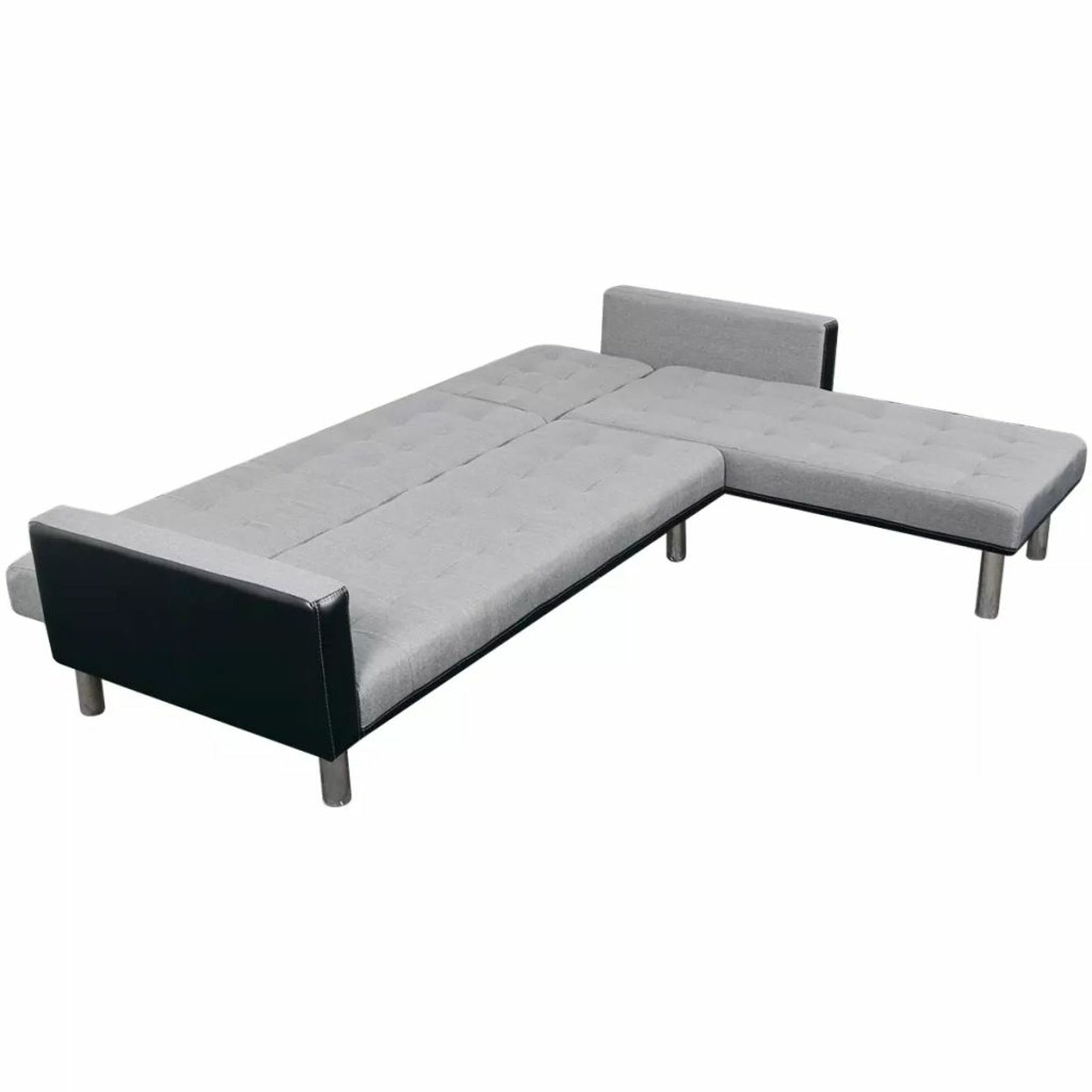 L-shaped Sofa Bed Fabric Black and Gray I30387