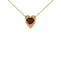 10K Yellow Gold Genuine Garnet Heart-Shaped Pendant Necklace with 16" Chain E356
