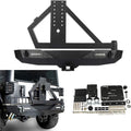 Black Rear Bumper with Tire Carrier and LED Lights C4381
