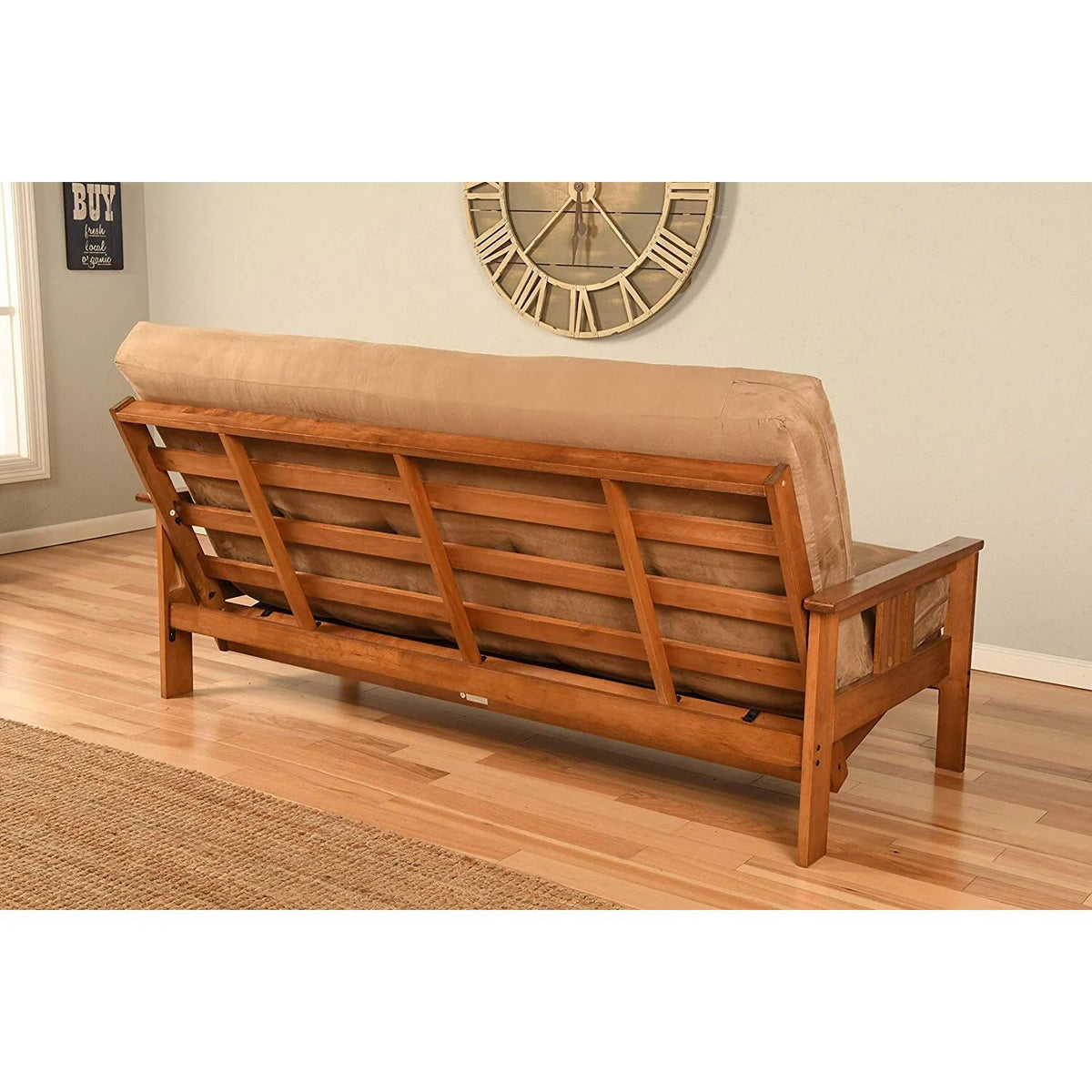 Linen Cocoa Futon Frame with Mattress O44342
