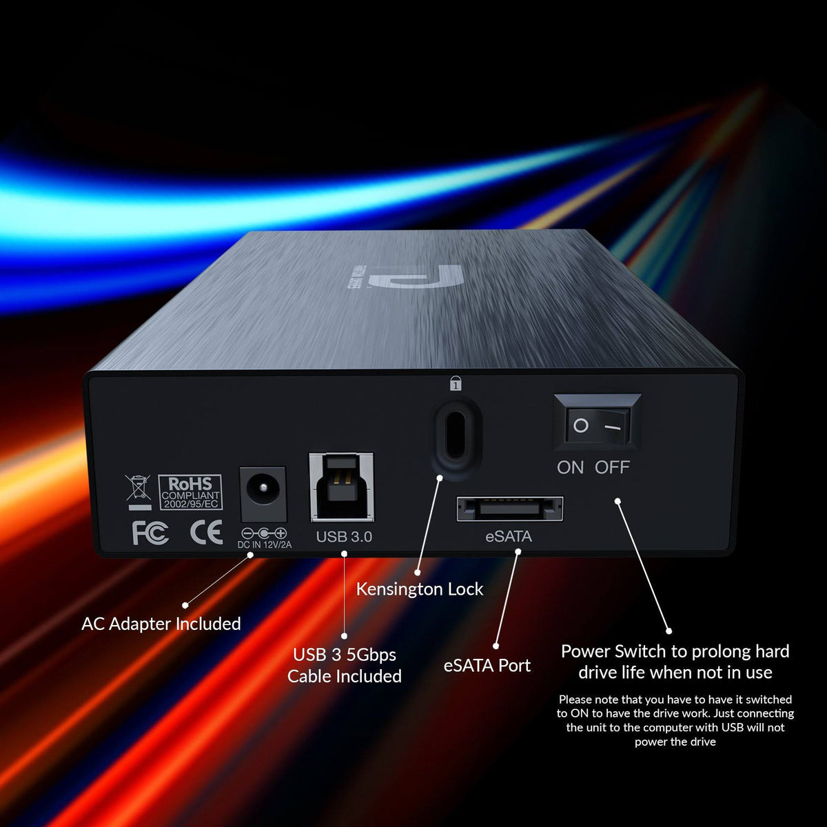 10TB 7200RPM USB3.0/eSATA Aluminum External Hard Drive H639