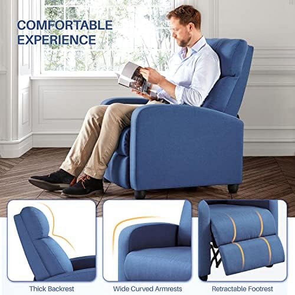Light Blue Fabric Recliner Chair with Pocket Spring P834
