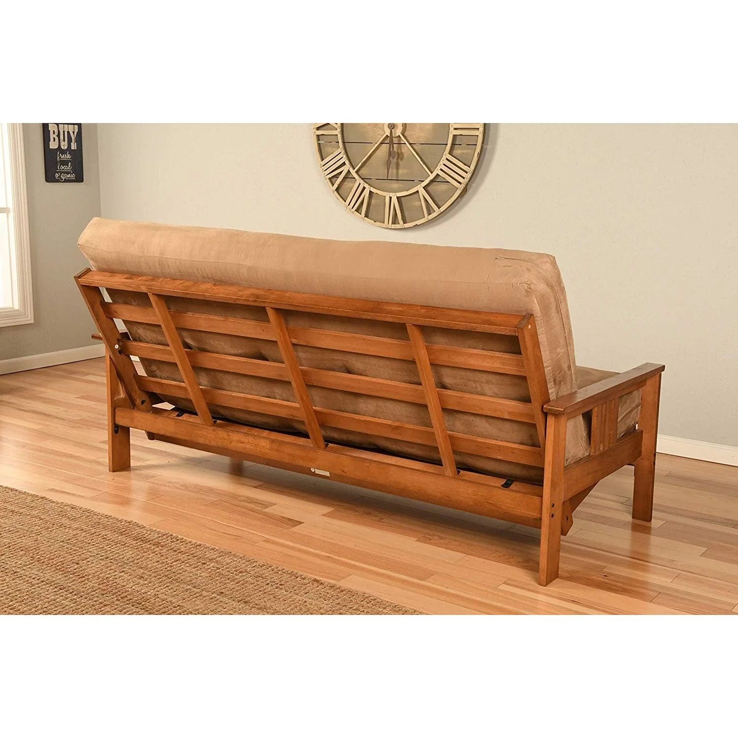Linen Cocoa Futon Frame with Mattress O44342