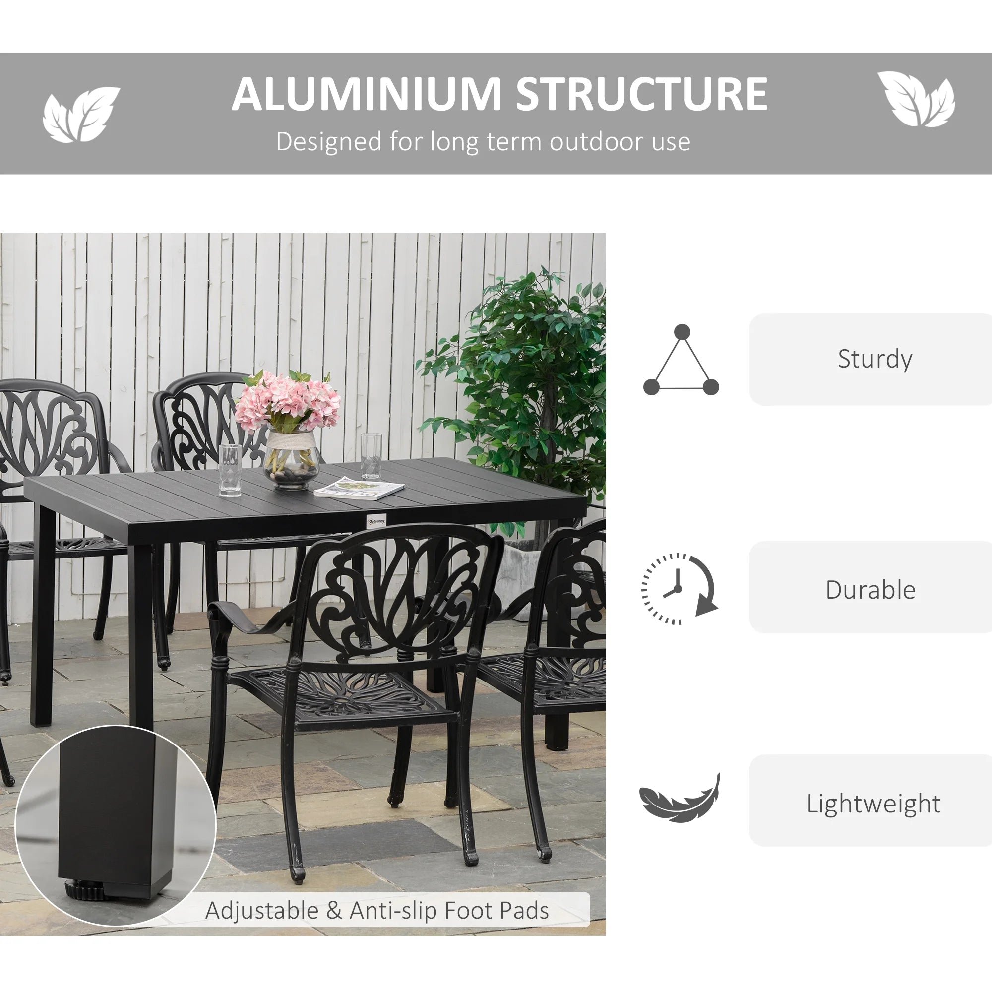 Rectangular Aluminum Outdoor Dining Table V55963