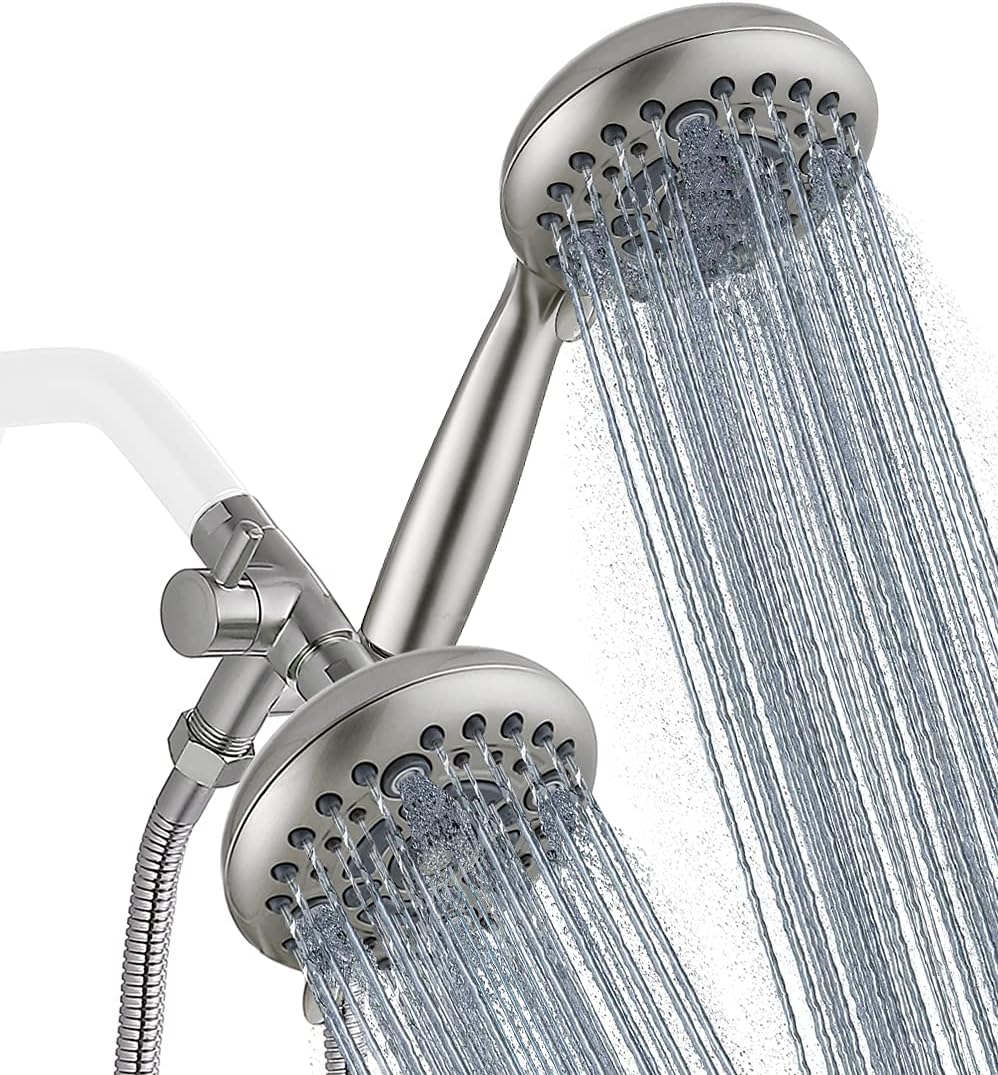 High Pressure Dual Shower Head Combo with 72 Inches Stainless Steel Hose, 3-Way Brass Diverter Bracket, Oil Rubbed Bronze, Pack of 2 Q42558