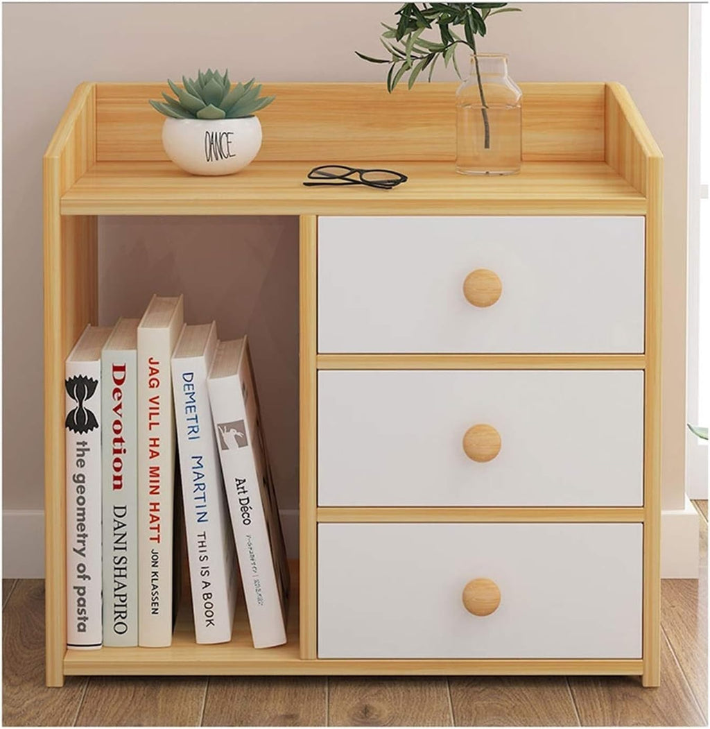 White 3 Drawer Wooden Nightstand with Storage Shelves Q242