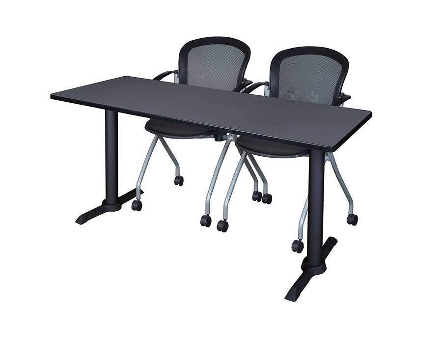 Beige Training Table with 2 Black Nesting Chairs H14874