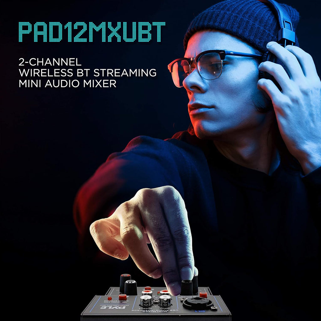 2-Channel Bluetooth DJ Controller Sound Mixer with USB Audio Interface X60743