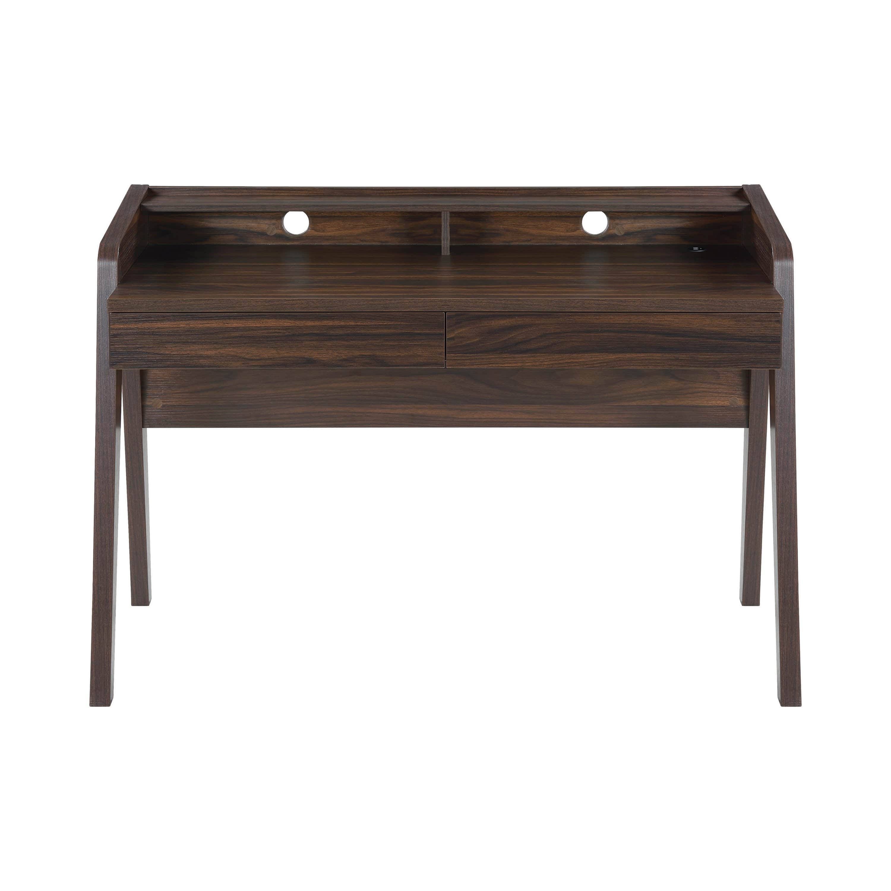 Walnut Writing Desk with Outlet S633