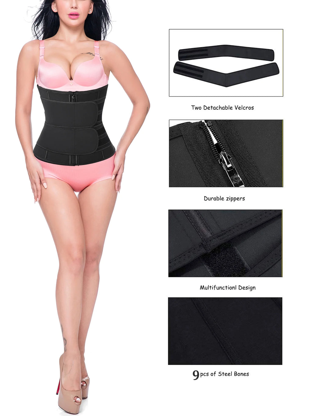 Women's Waist Trainer Corset Belt Sweat Slimming Body Shaper L113351