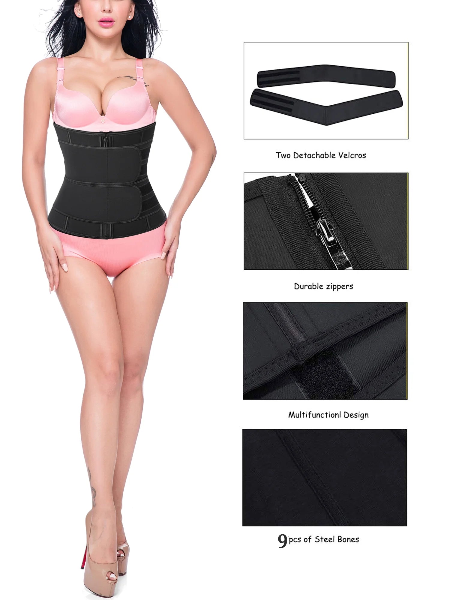 Women's Waist Trainer Corset Belt Sweat Slimming Body Shaper L113351