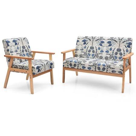 Blue Floral Sofa Set with Loveseat and Accent Armchair W974