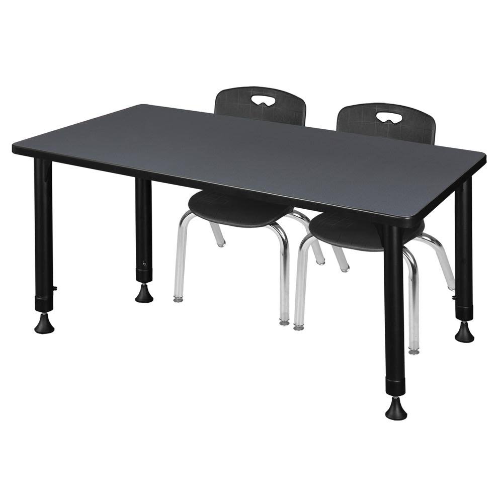 48x22 x 30x22 Height Adjustable Classroom Table with 2 Stack Chairs K776155