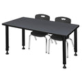 48x22 x 30x22 Height Adjustable Classroom Table with 2 Stack Chairs K776155