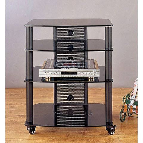 Black Glass Shelves AV Stand R544
