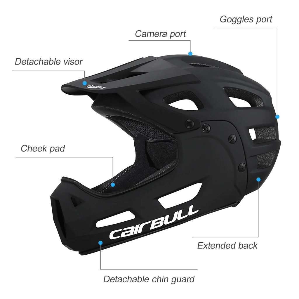 Orange Full Face Bike Helmet with Detachable Chin Guard and Visor W941