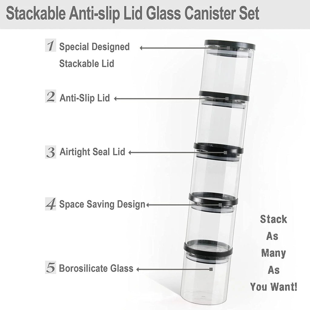 Glass Food Storage Jars 9 Pack of 16oz with Airtight Lids M6232