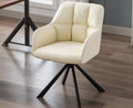 Beige PU Leather Swivel Office Chair with Black Metal Legs N7843