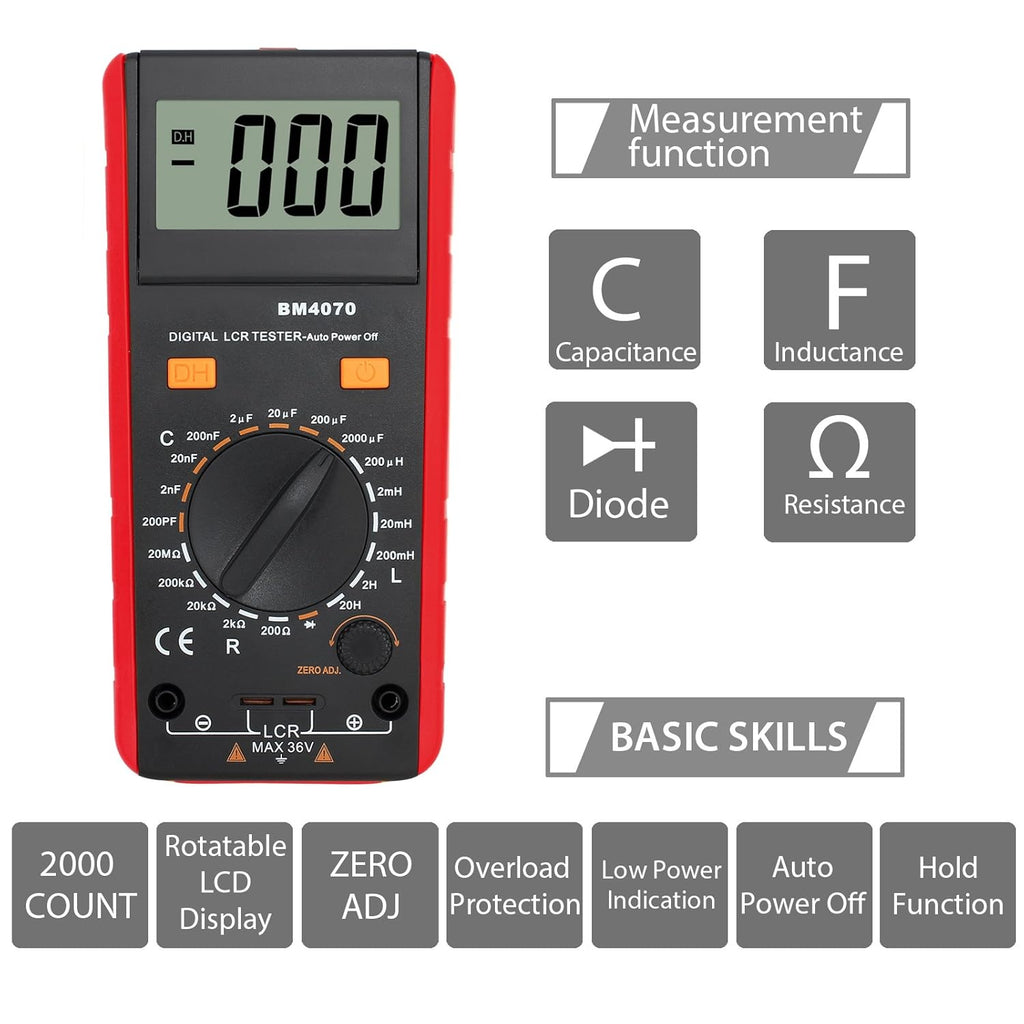 LCR Meter Capacitance Inductance Resistance Tester with Overrange Display S2683