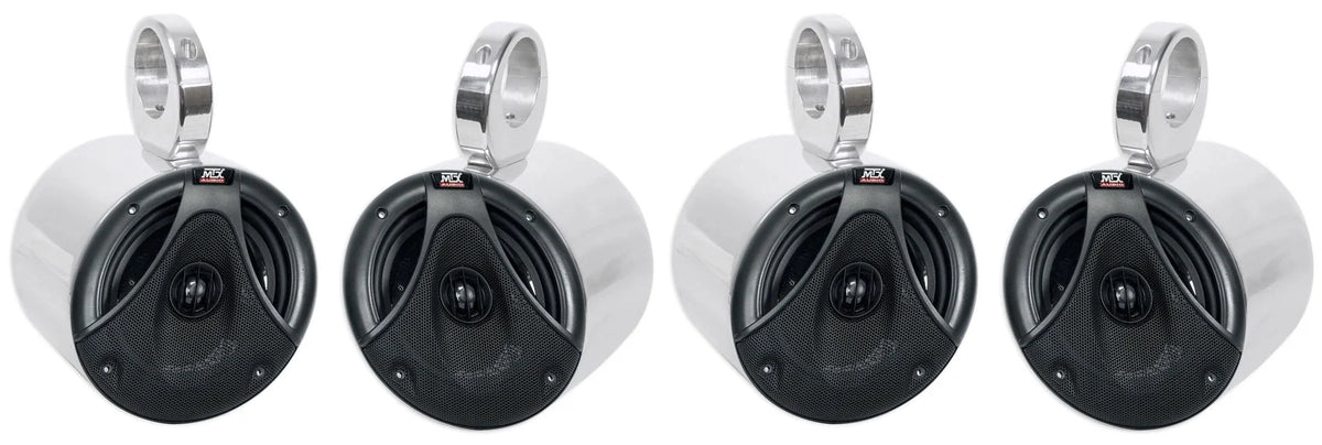 6.5" 150 Watt Silver Marine Boat Wakeboard Tower Speakers M745