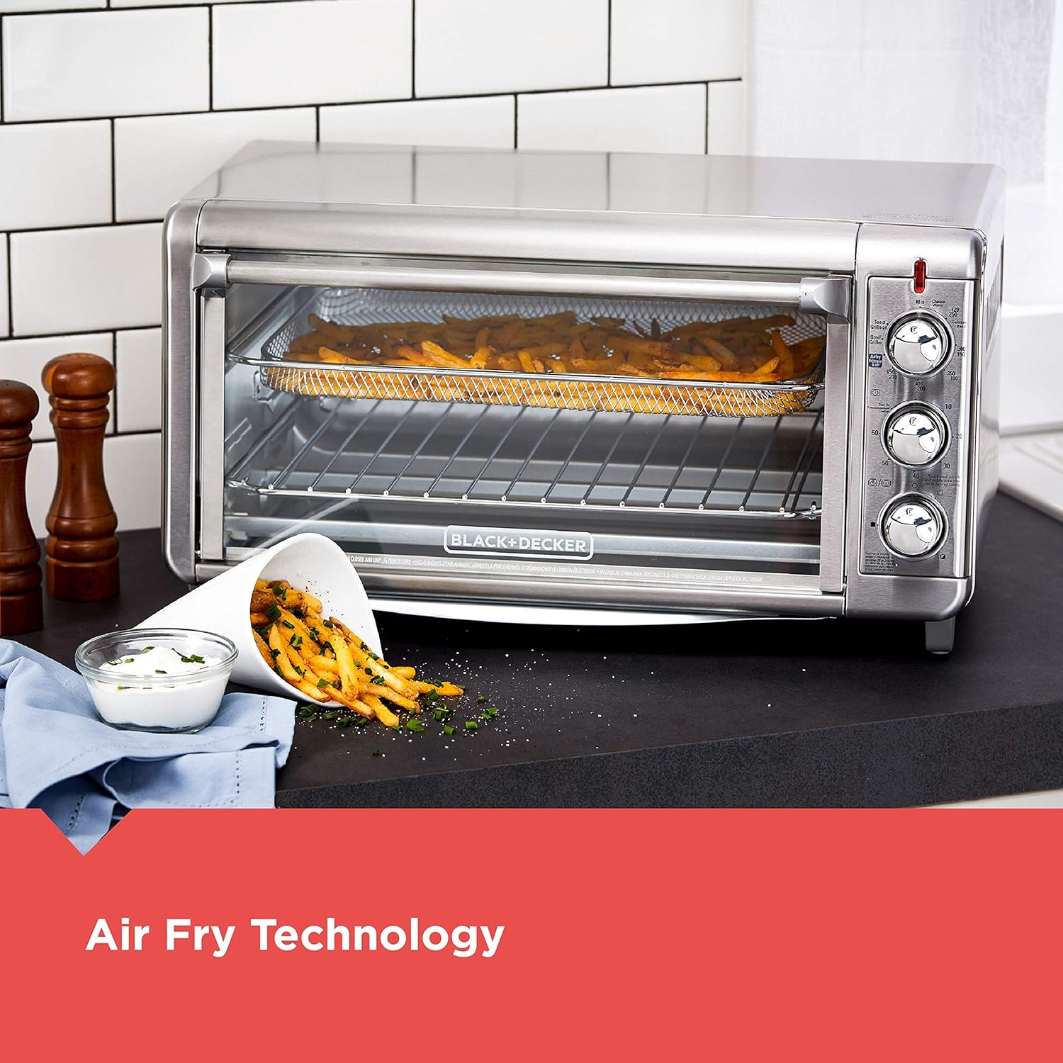 Silver Air Fry Toaster Oven, Fits 9" x 13" Pan Y281110