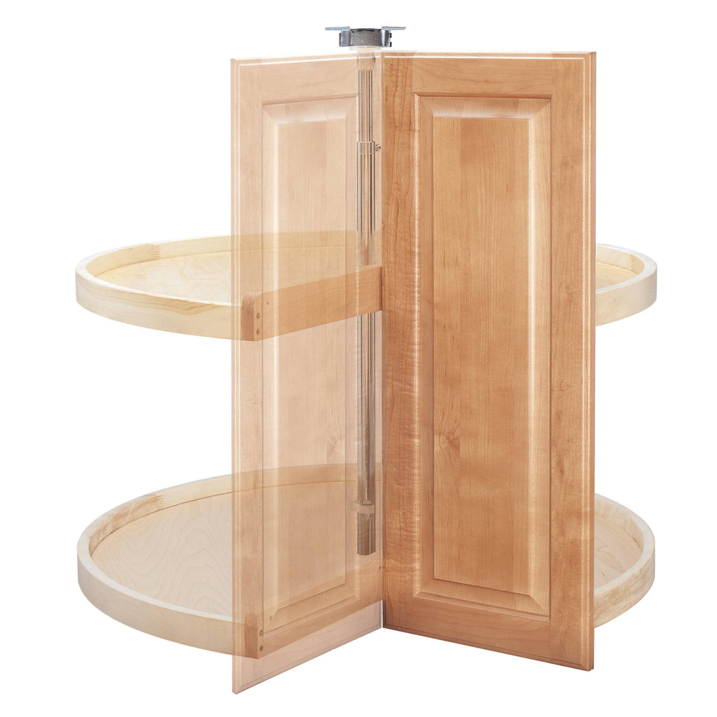 24x22 Wood Pie-Cut Lazy Susan 2-Shelf Corner Base T46495