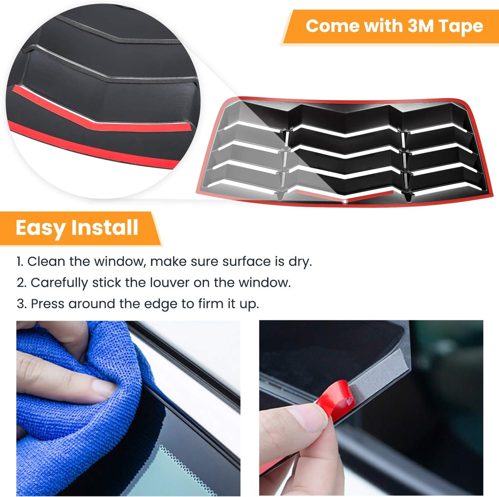 Rear Window Louver Windshield Sun Shade Cover for Dodge Challenger Custom Fit ABS Matte Black C4232