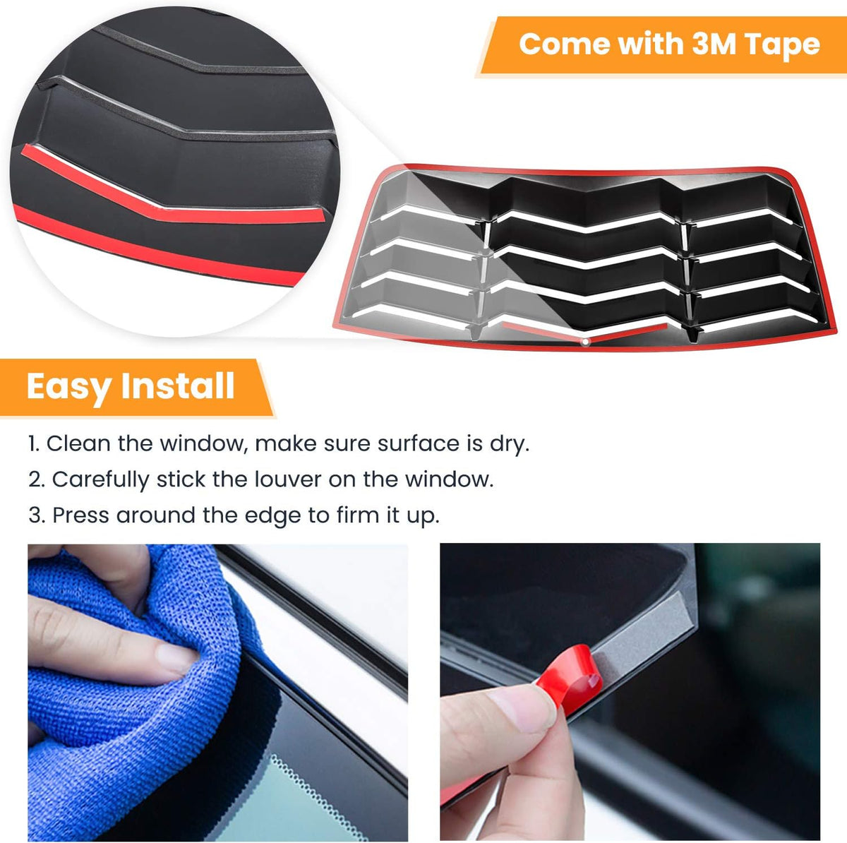 Rear Window Louver Windshield Sun Shade Cover for Dodge Challenger Custom Fit ABS Matte Black C4232