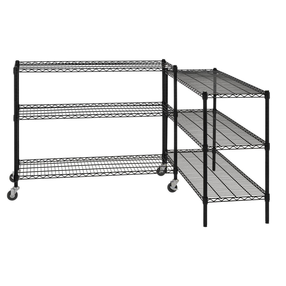 Black 6-Tier Wire Shelving Unit with Rubber Casters F552220
