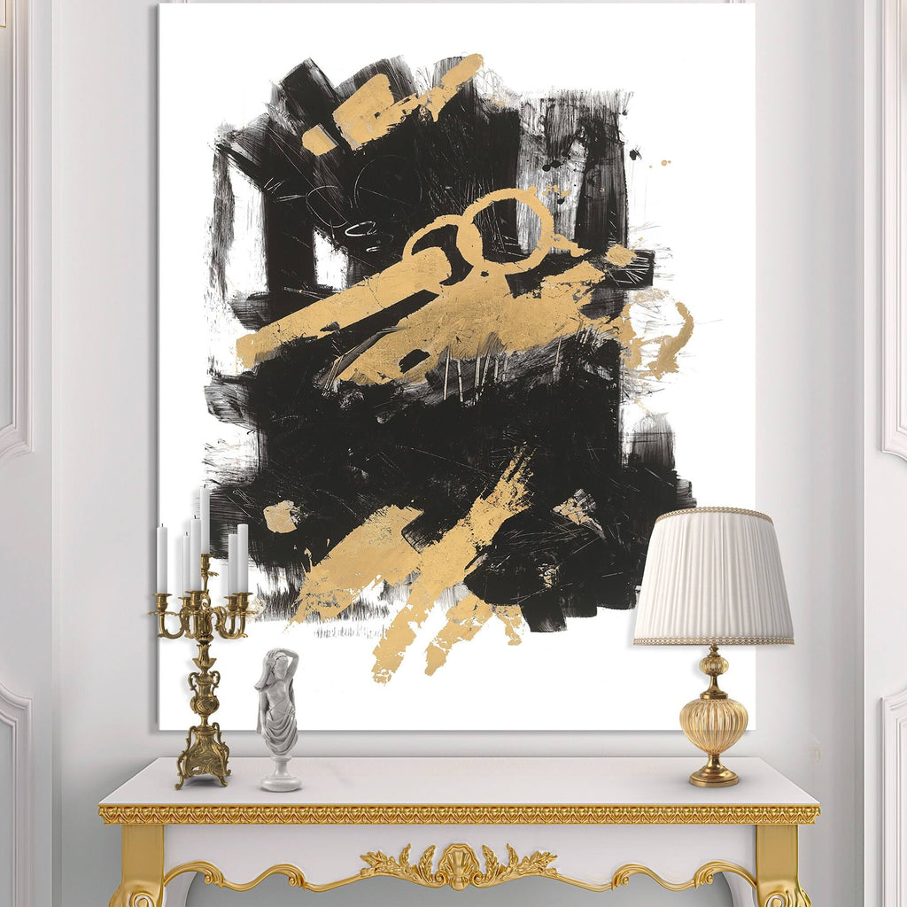 Gold and Black Modern Glam Canvas Artwork Print - 30 in. Wide x 40 in. High C556