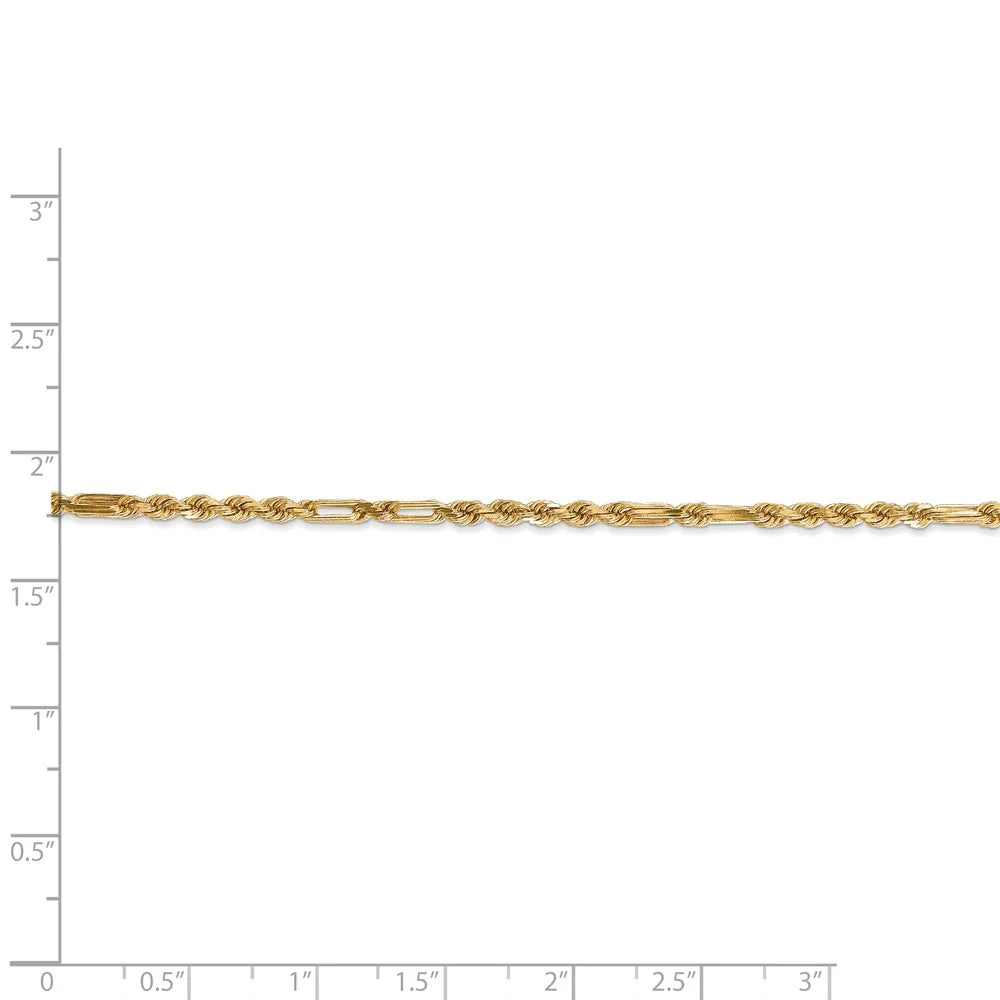 14kt Yellow Gold Diamond Cut Milano Rope Chain Bracelet 7 inch Q473560
