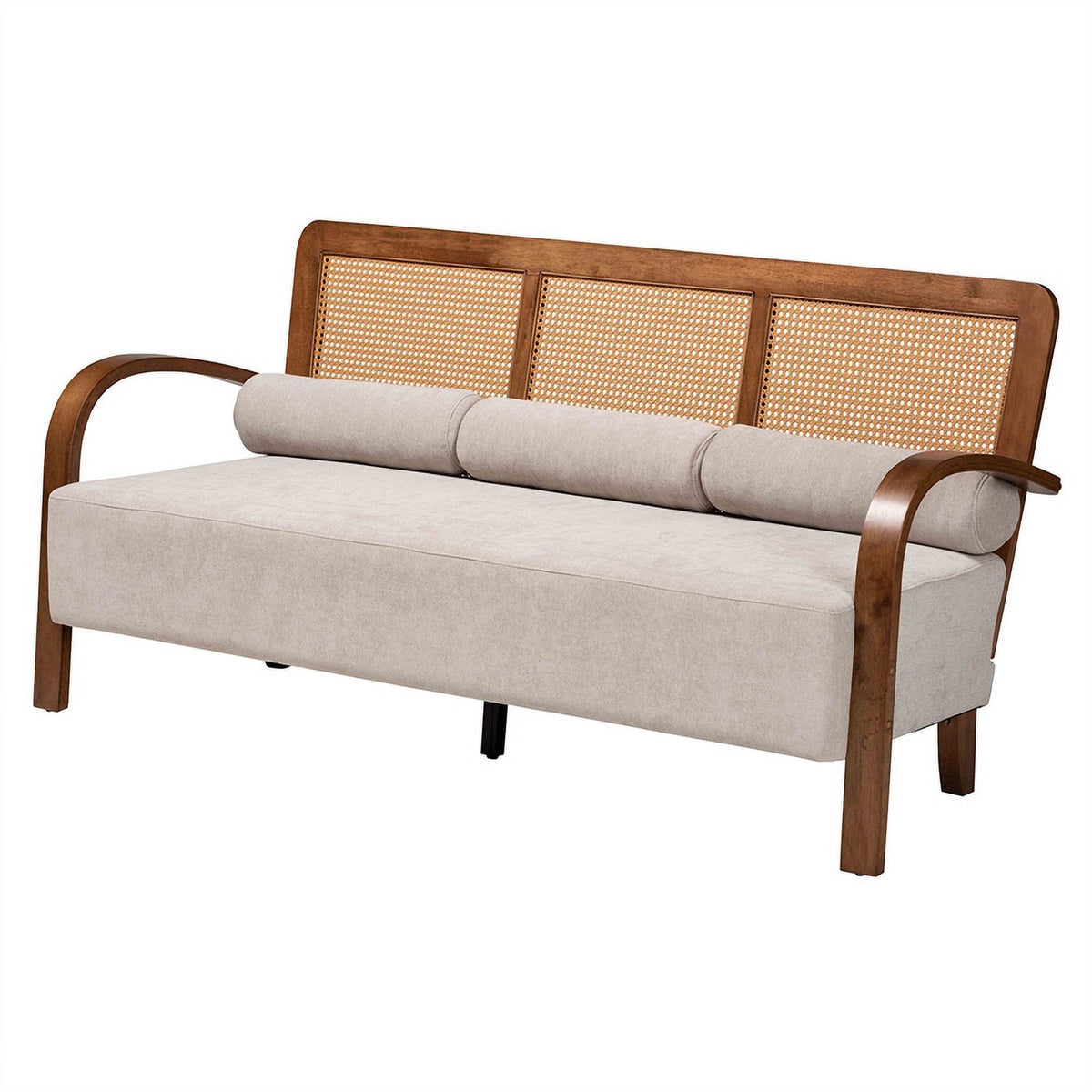Sage Gray Fabric and Brown Wood 3-Piece Living Room Set F751639