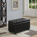 Faux Leather Storage Bench in Black K7101