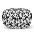 Cream/Charcoal Round Pouf Ottoman I943797