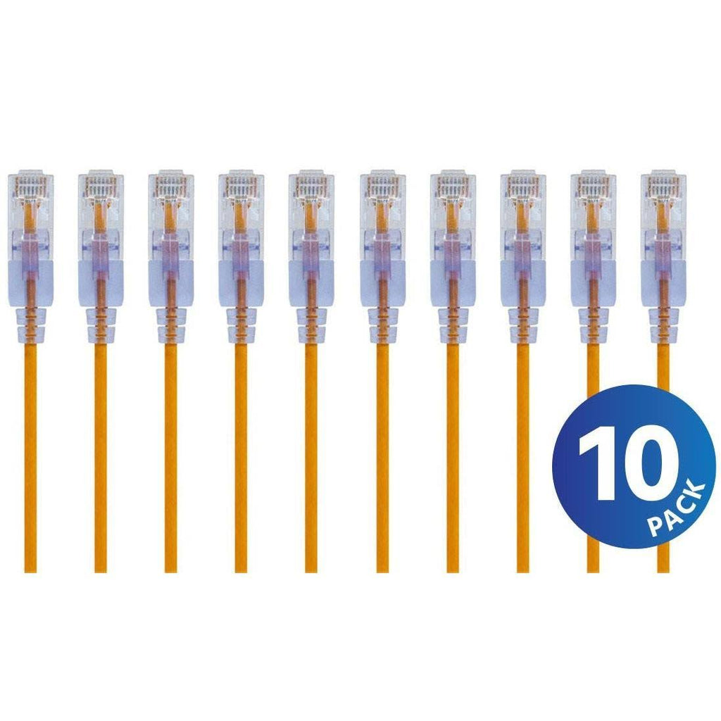 Cat6a Ethernet Network Patch Cable - 50 Feet - Yellow 10-Pack B426