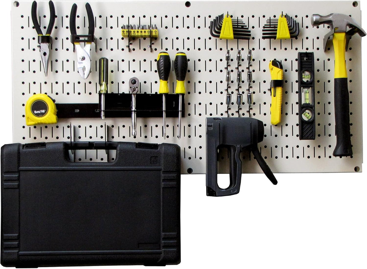 Red Pegboard Pack of 2 Metal Wall-Mounted Pegboard Tool Storage Unit J95582