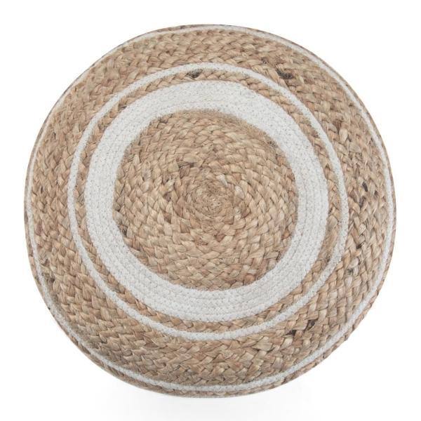 Natural Cotton Round Braided Pouf B44021