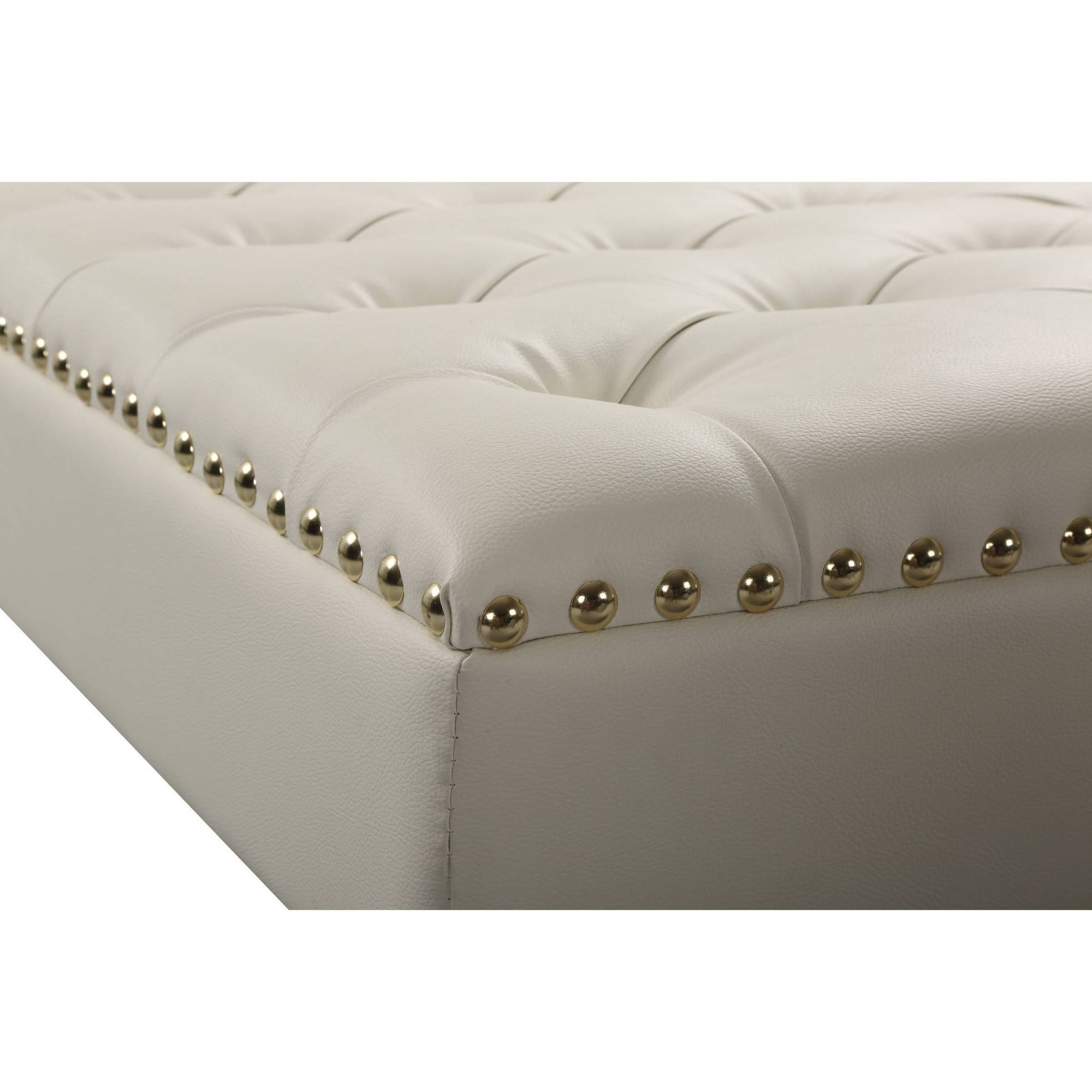White PU Button Tufted Square Ottoman L88603