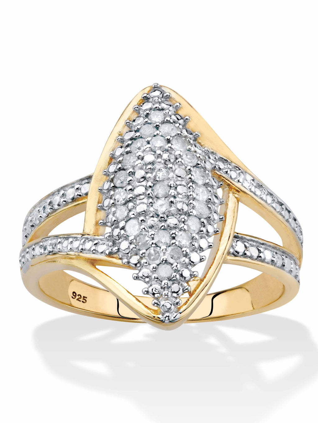 14k Gold-plated Sterling Silver Round Diamond Cluster Ring S46429