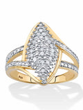 14k Gold-plated Sterling Silver Round Diamond Cluster Ring S46429